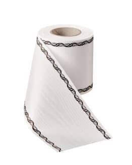Moiré-Kranzband weiß, Schnittkante, Perlenkette-Rand schwarz - praegemoire, moire-band