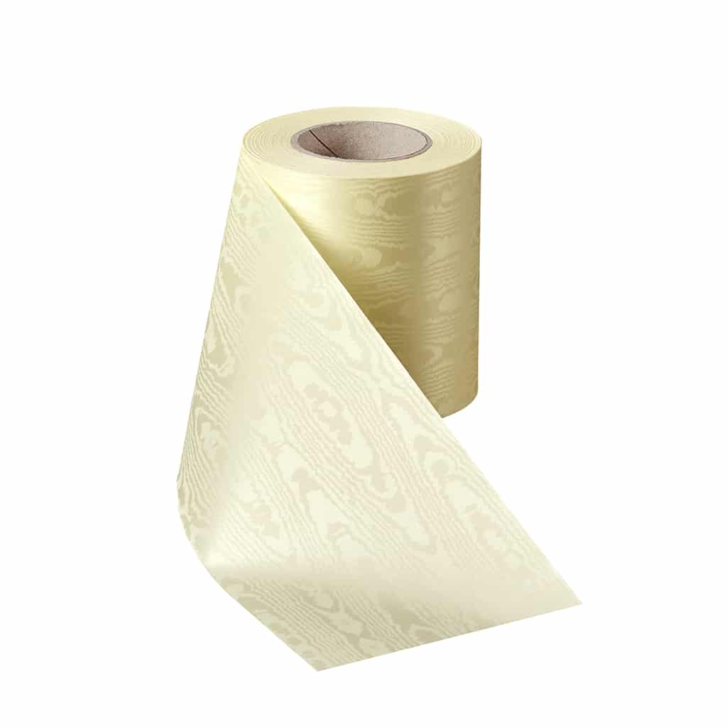 06970-0100-015 Supersatin-Kranzband Allover-Druck Moiré 75–225 mm, 25 m Rolle
