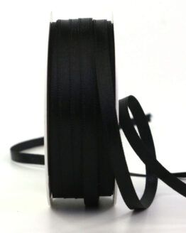 Satinband , schwarz, 6 mm breit, 50 m Rolle - trauerband, trauerflor