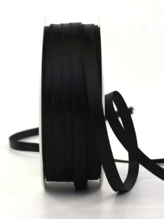 Satinband , schwarz, 6 mm breit, 50 m Rolle - trauerflor, trauerband