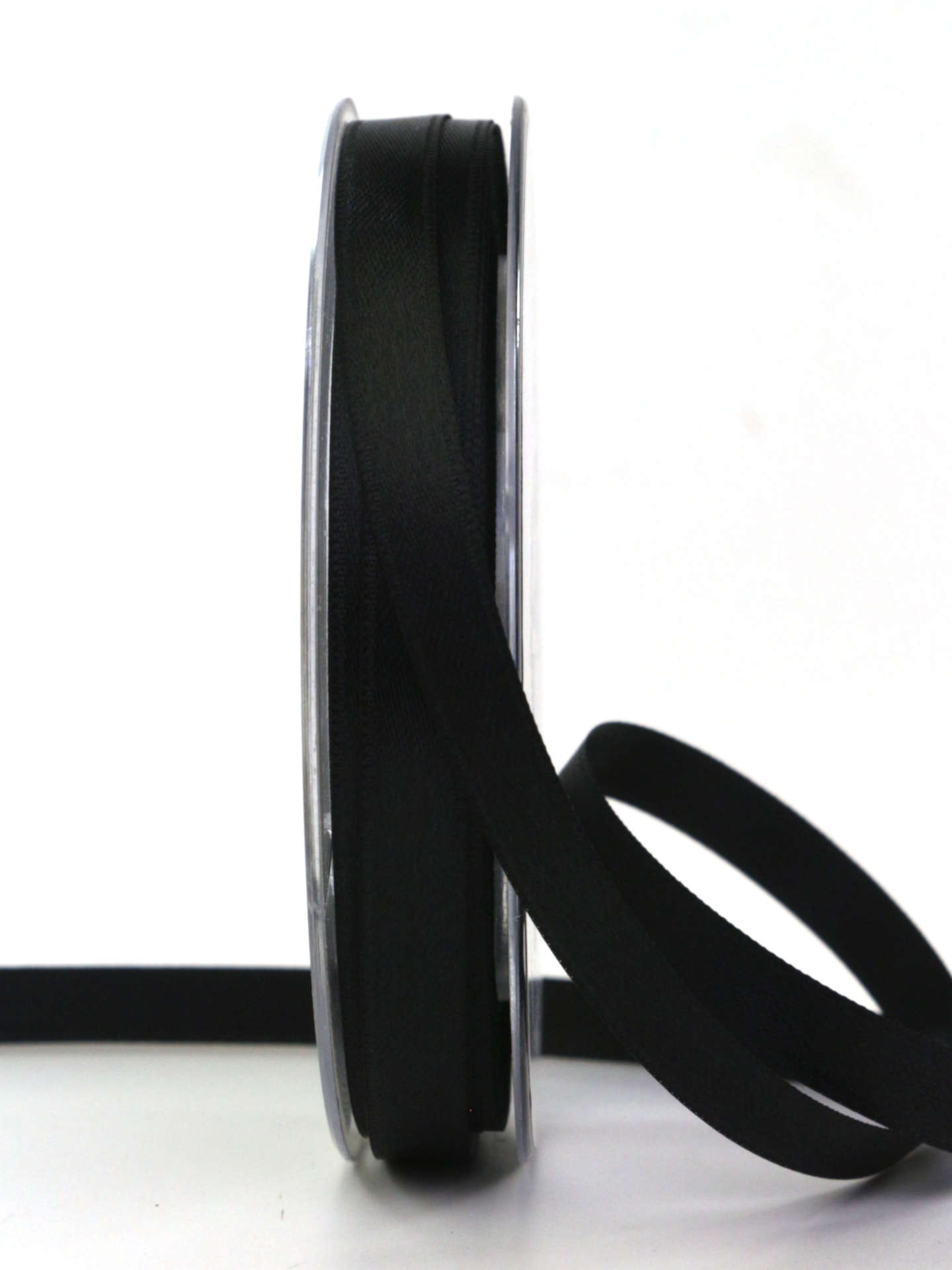 Satinband , schwarz, 10 mm breit, 25 m Rolle - trauerband, trauerflor