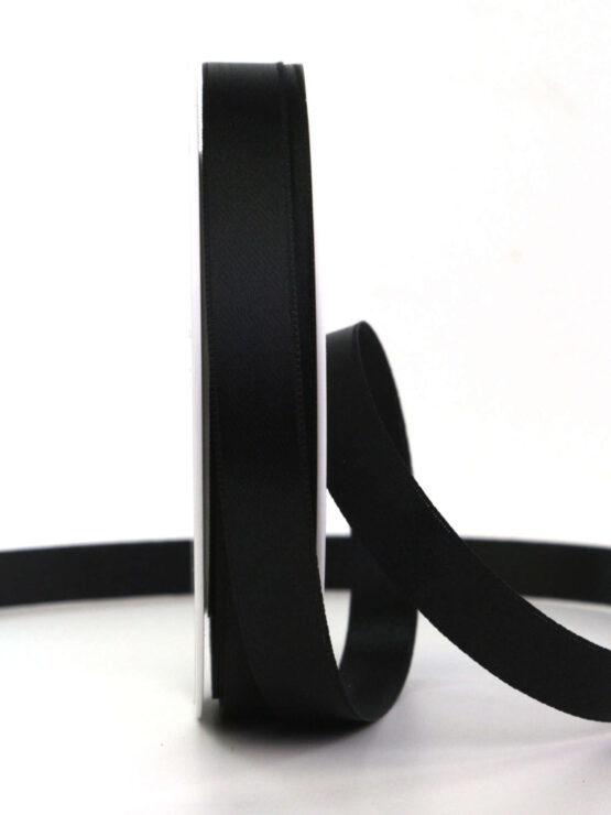 Satinband , schwarz, 15 mm breit, 25 m Rolle - trauerflor, trauerband