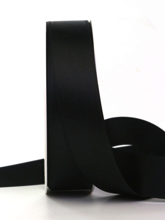 Satinband , schwarz, 25 mm breit, 25 m Rolle - trauerflor, trauerband