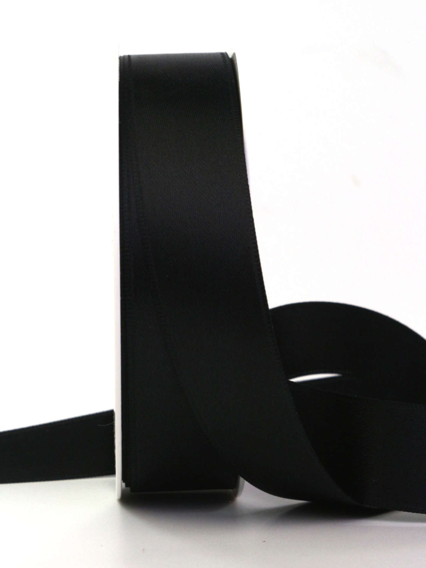 Satinband , schwarz, 25 mm breit, 25 m Rolle - trauerband, trauerflor
