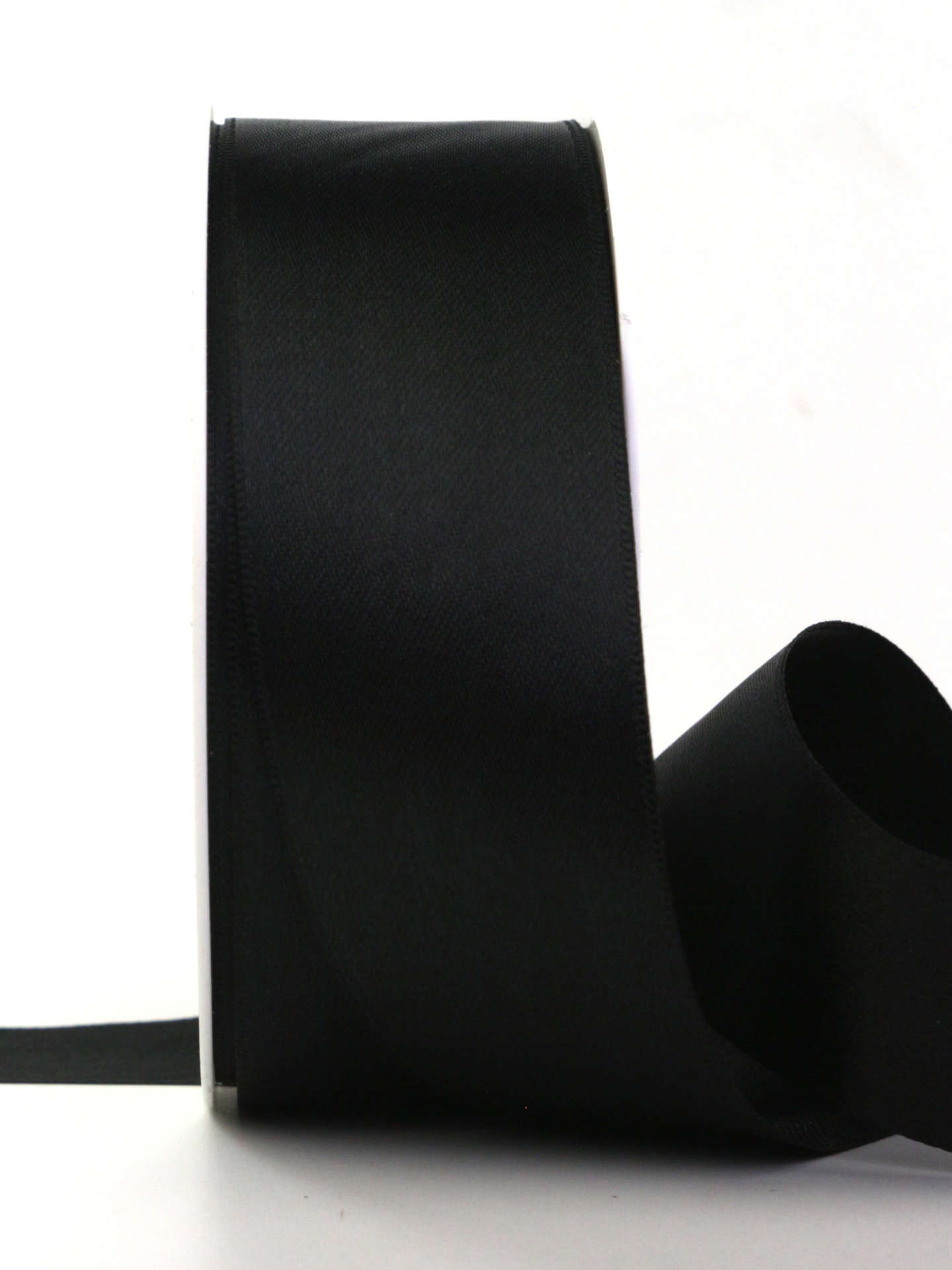 Satinband , schwarz, 40 mm breit, 25 m Rolle - trauerflor, trauerband