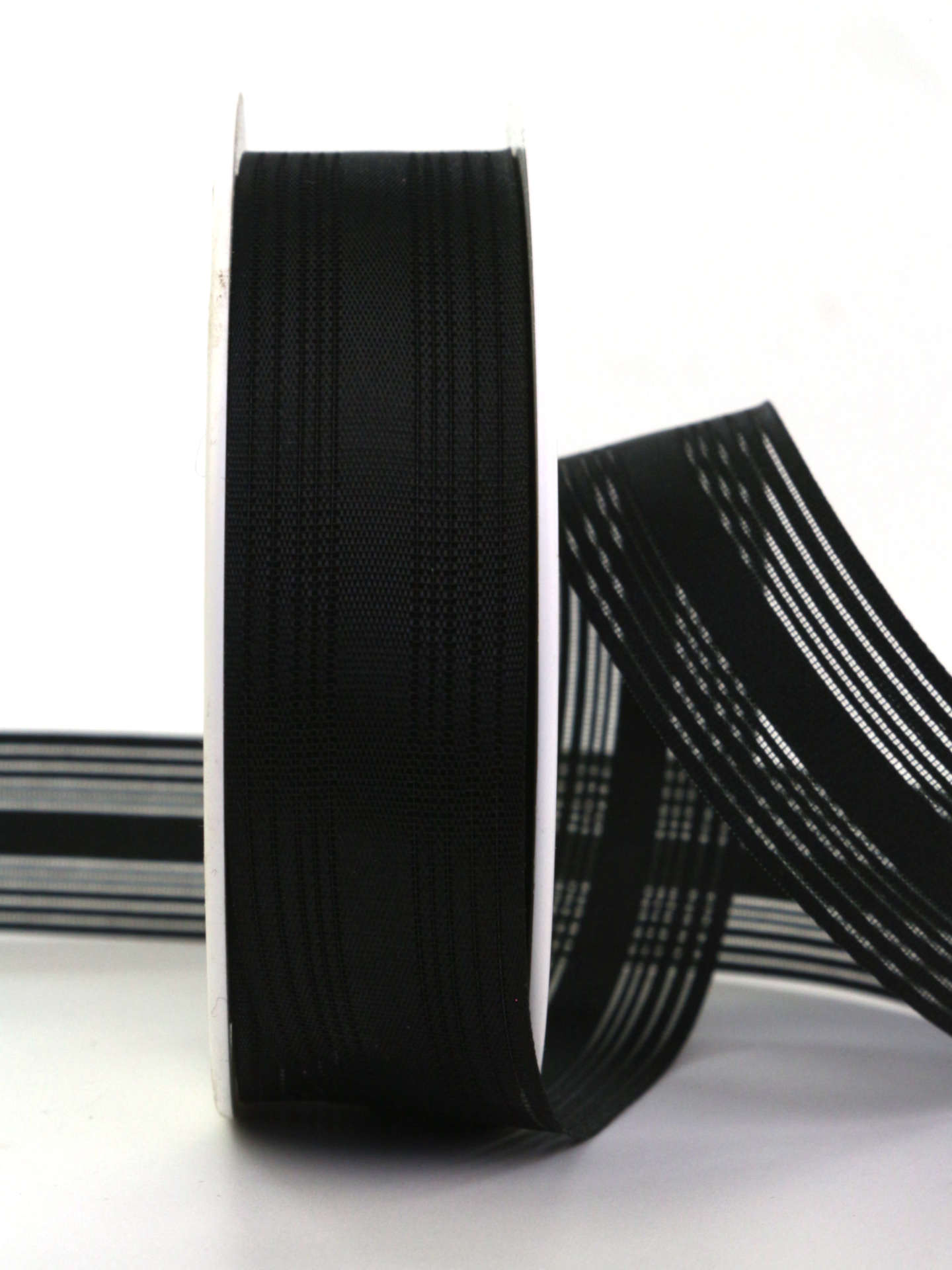 Gestreifter Trauerflor, schwarz, 25 mm breit, 25 m Rolle - trauerband, trauerflor