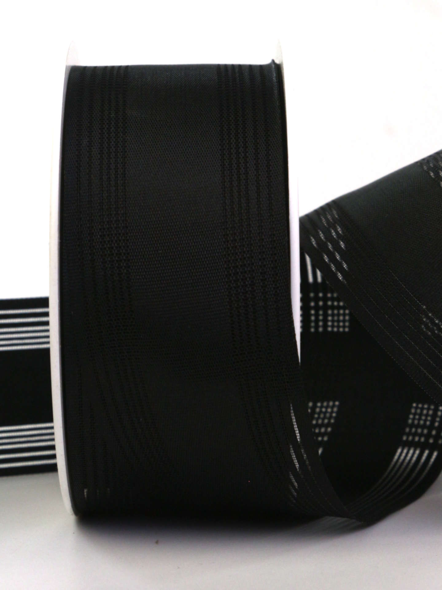 Gestreifter Trauerflor, schwarz, 40 mm breit, 25 m Rolle - trauerband, trauerflor