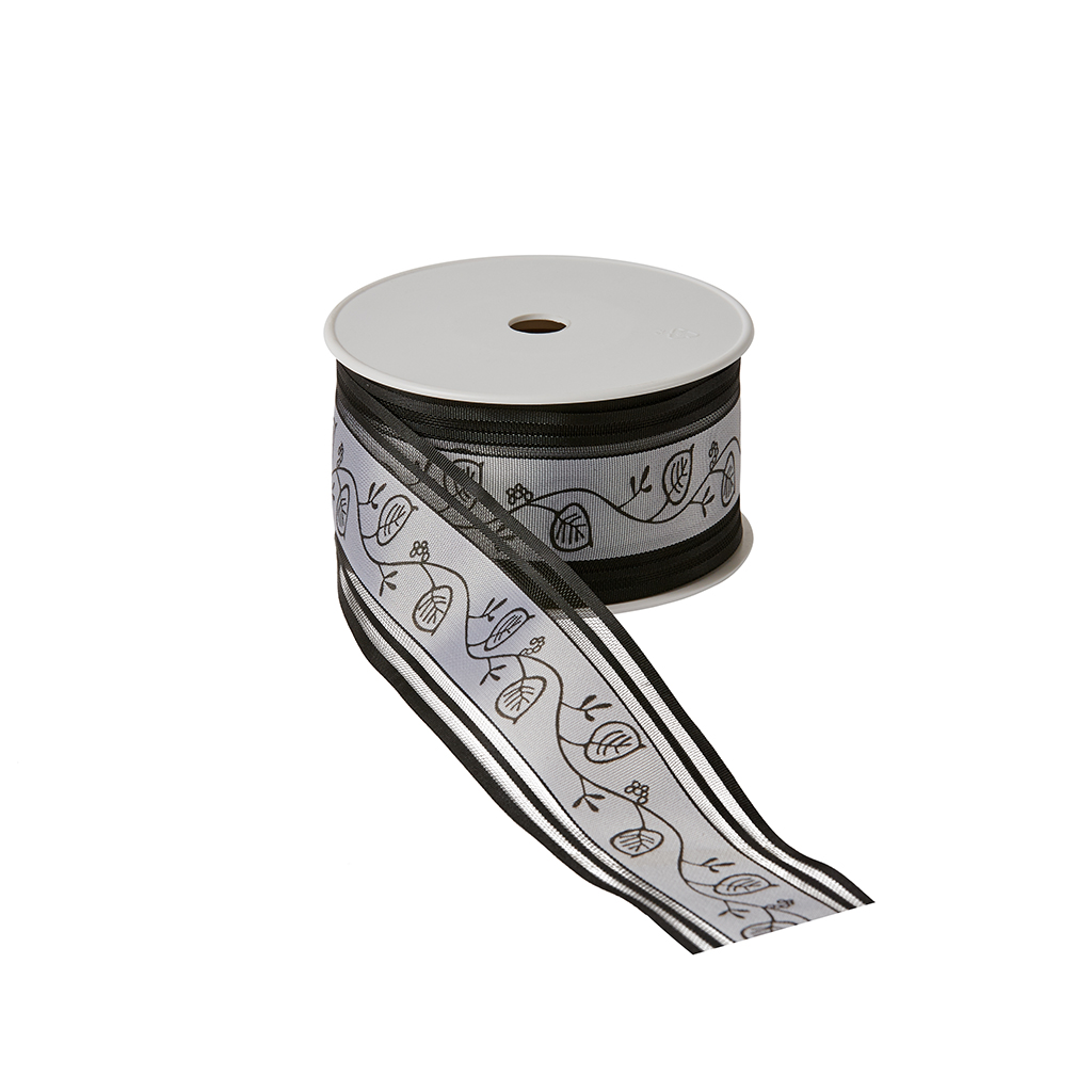 Trauerflor Blattranke, schwarz, 50 mm breit, 25 m Rolle - trauerflor, trauerband