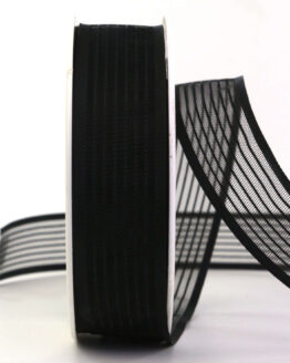 Gestreifter Trauerflor, schwarz, 25 mm breit, 25 m Rolle - trauerflor, trauerband