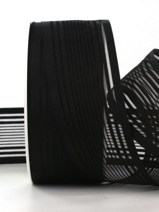 Gestreifter Trauerflor, schwarz, 40 mm breit, 25 m Rolle - trauerflor, trauerband