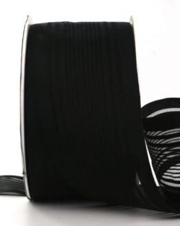 Gestreifter Trauerflor, schwarz, 50 mm breit, 25 m Rolle - trauerflor, trauerband