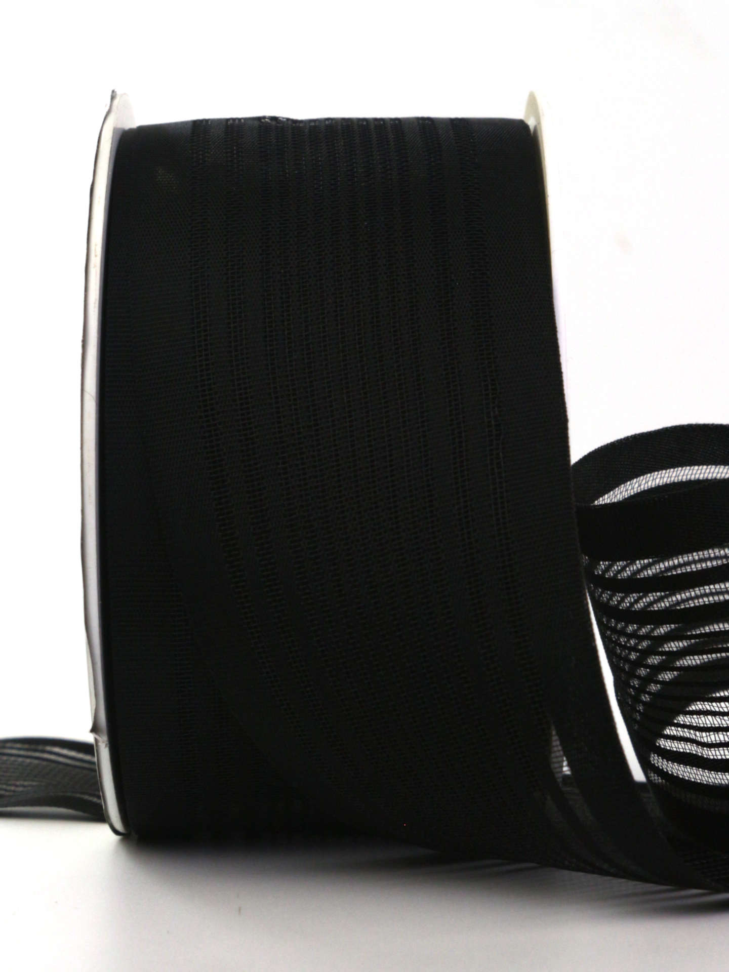 Gestreifter Trauerflor, schwarz, 50 mm breit, 25 m Rolle - trauerflor, trauerband