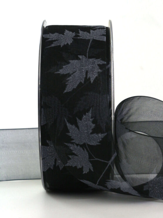 Trauerflor Laub, schwarz, 40 mm breit, 20 m Rolle - trauerflor, trauerband